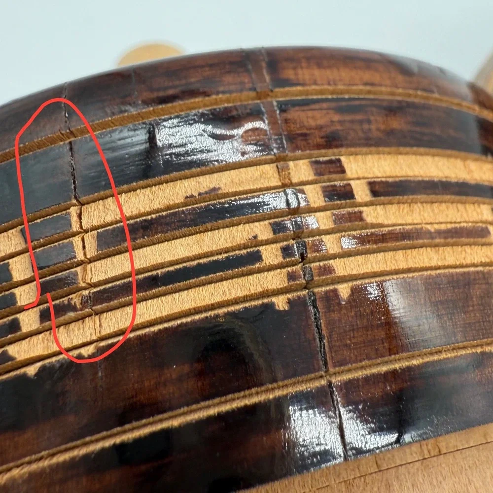 Carved Wood Trinket Box Round Lidded Jar with Knob Unique‎ Pattern-scratch